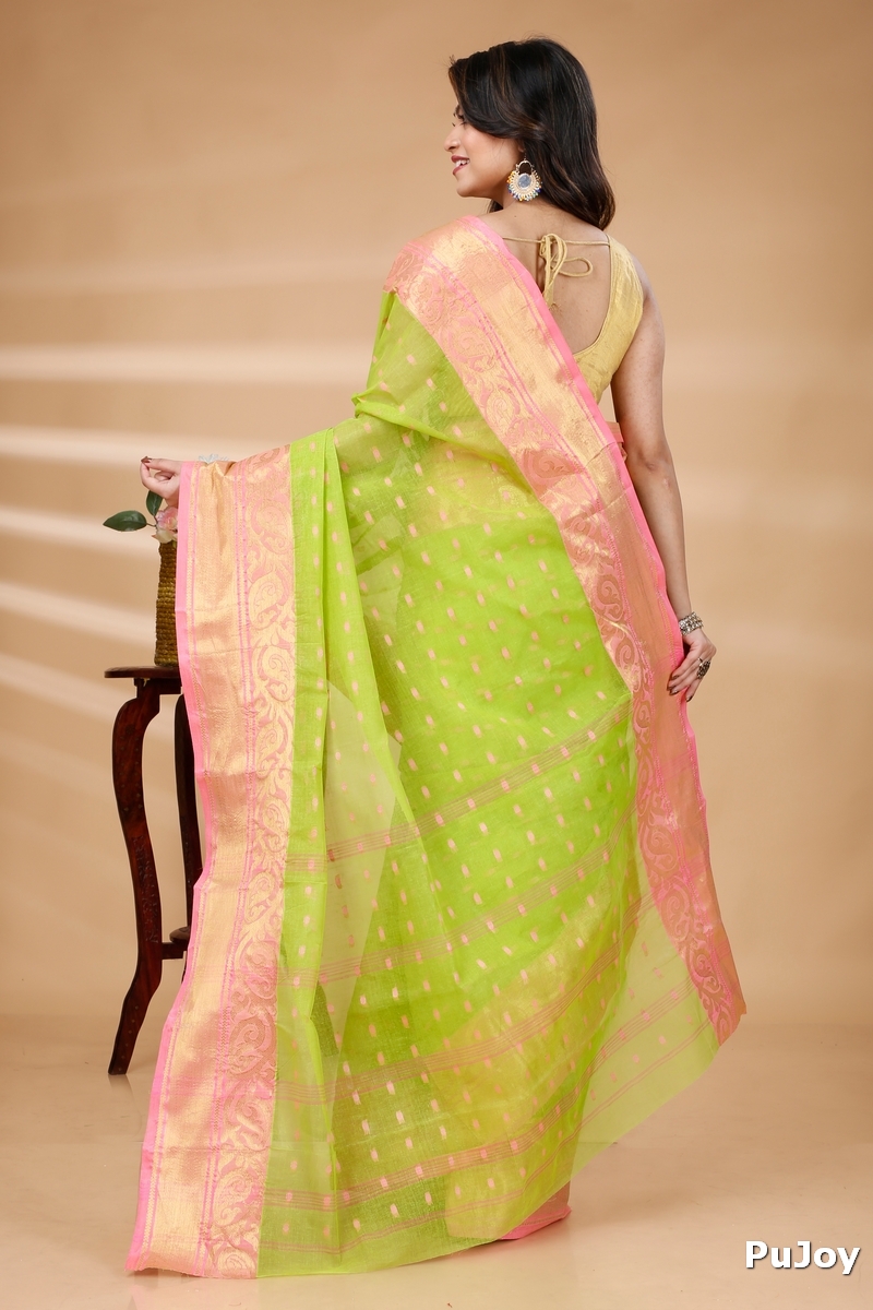 Green Pure Cotton Sachi Tant Saree (1024)