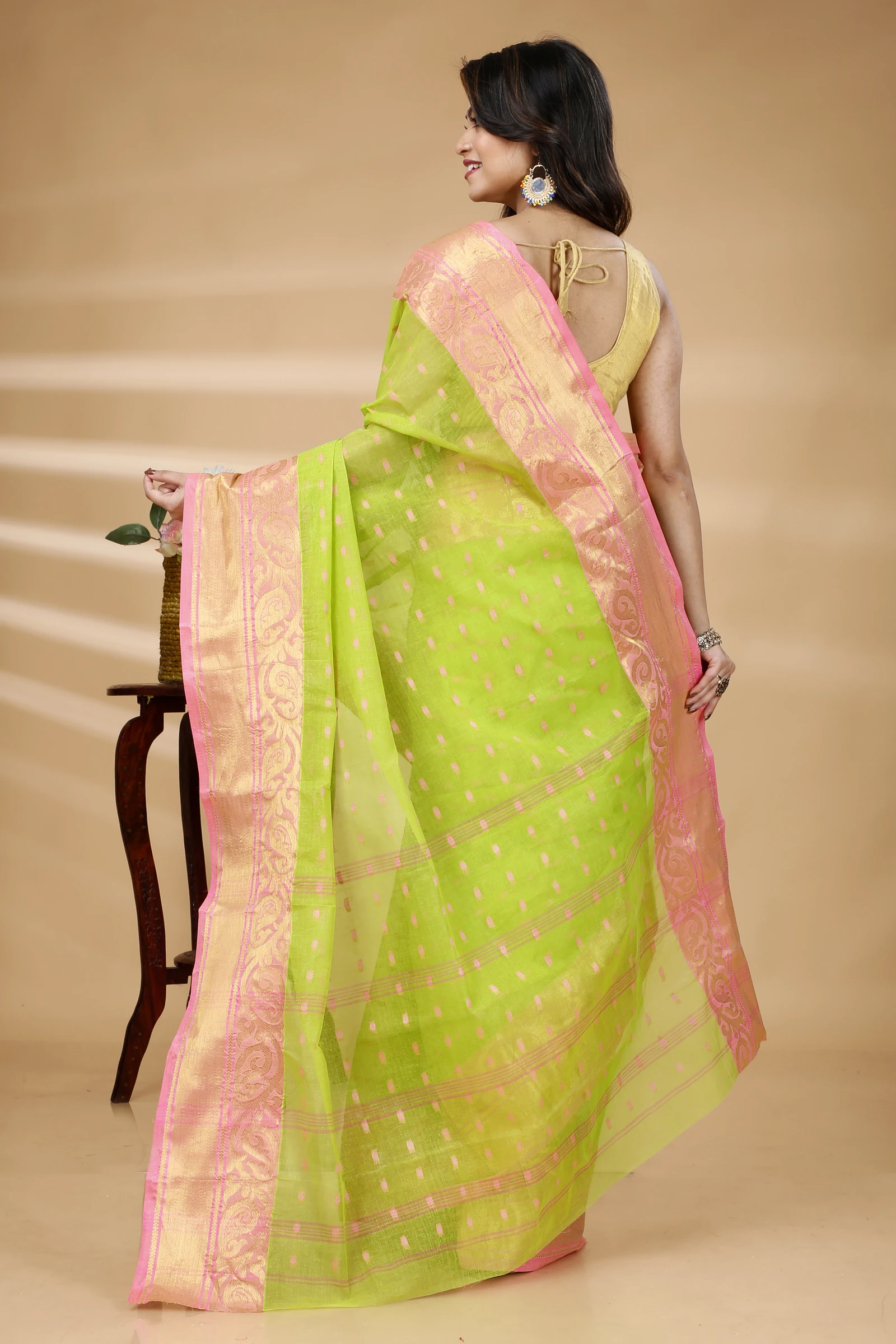 Green Pure Cotton Sachi Tant Saree (1024)