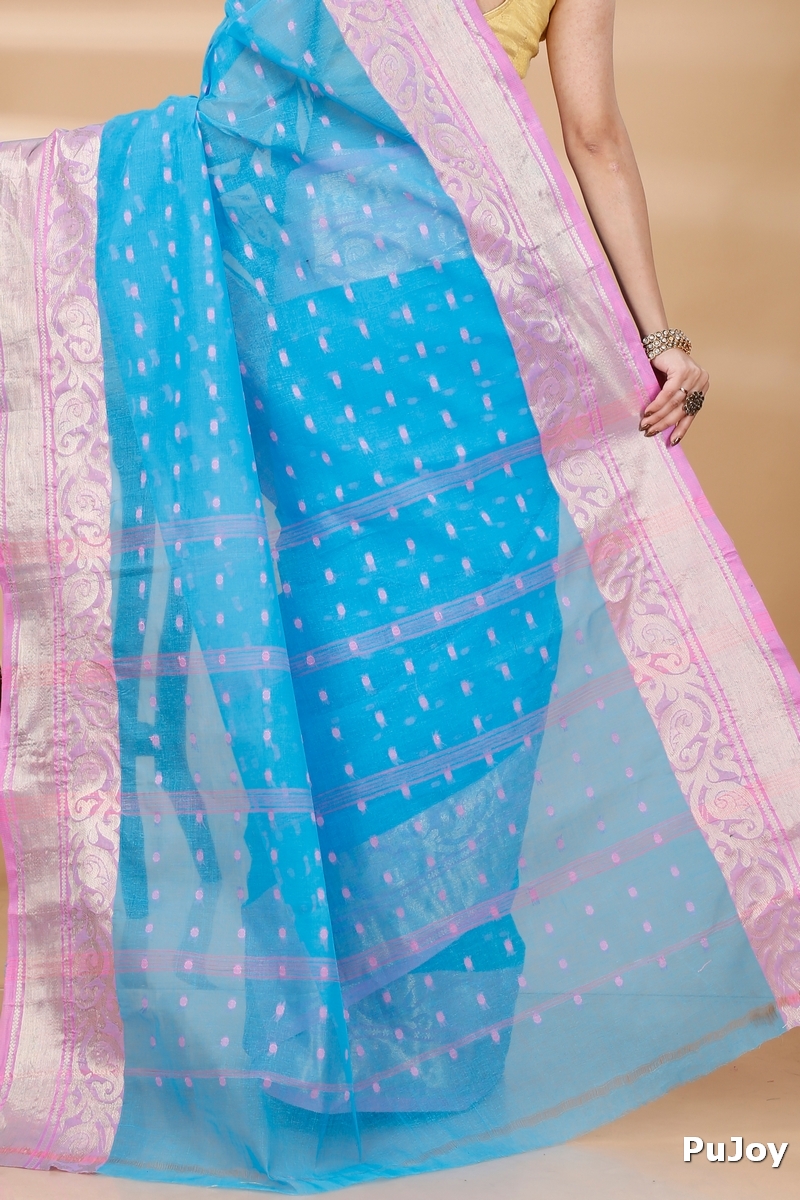 Sky Blue Pure Cotton Sachi Tant Saree (1025)