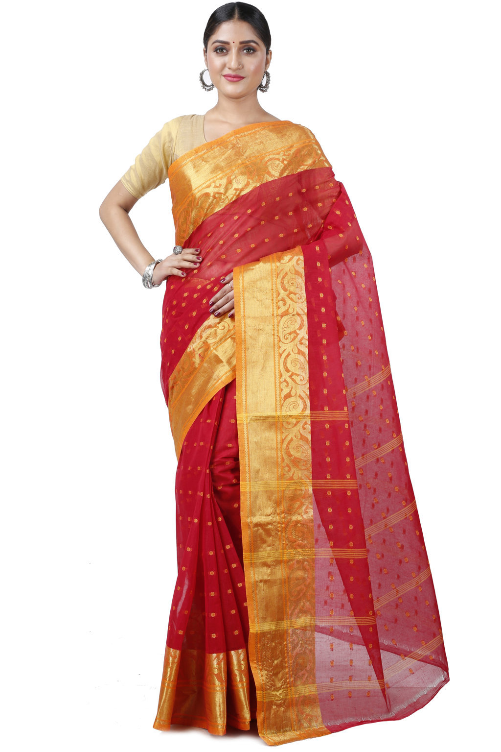 Red Pure Cotton Sachi Tant Saree (1026)