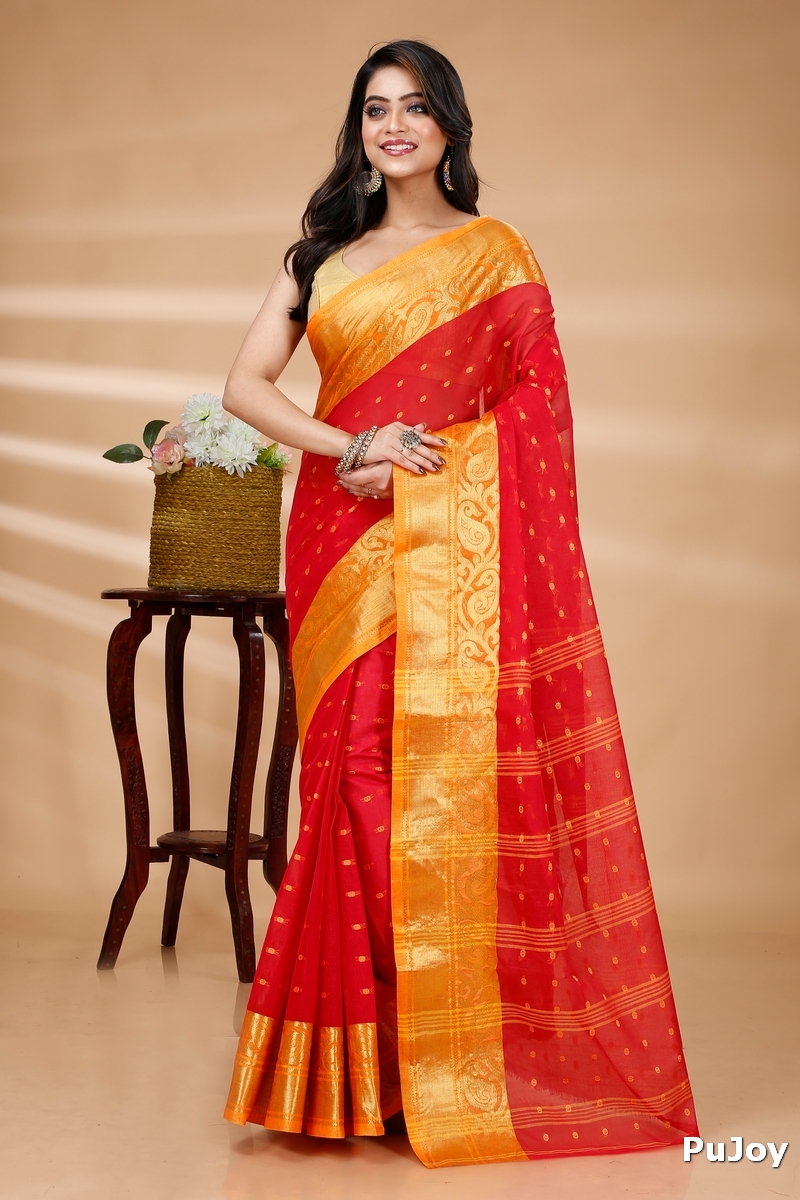 Red Pure Cotton Sachi Tant Saree (1026)