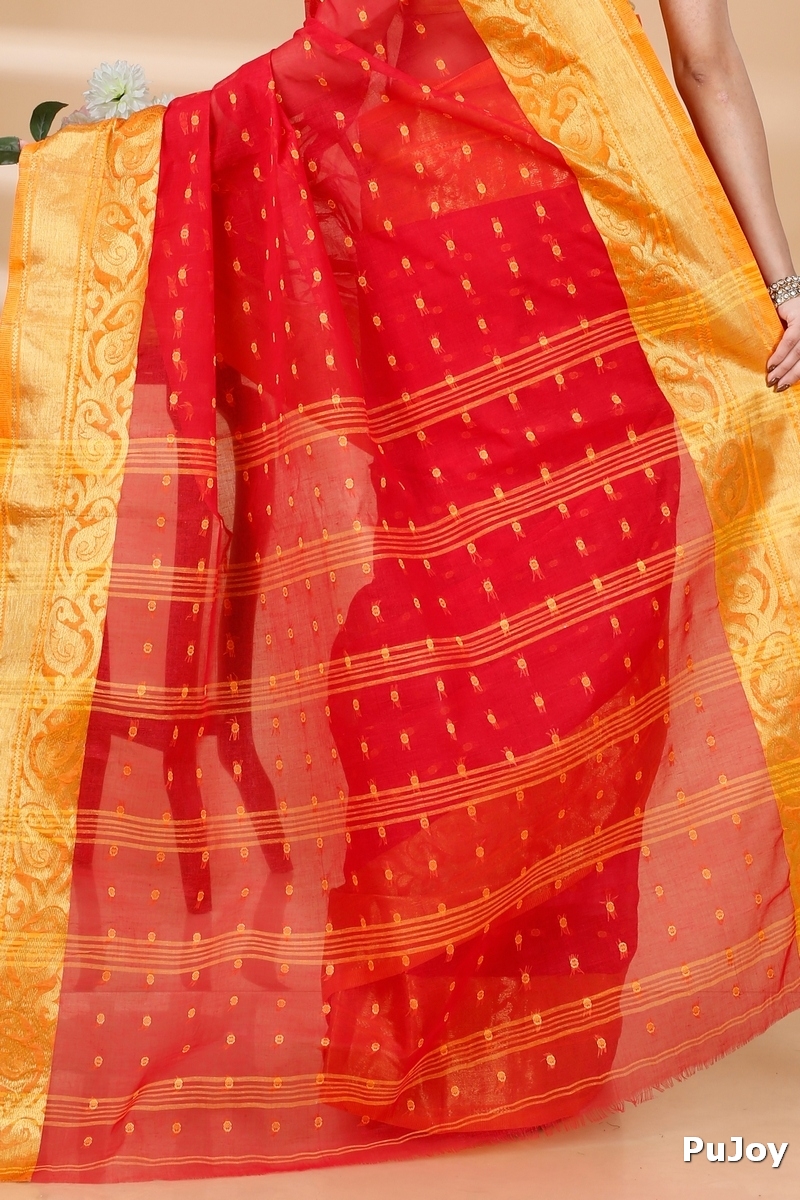 Red Pure Cotton Sachi Tant Saree (1026)