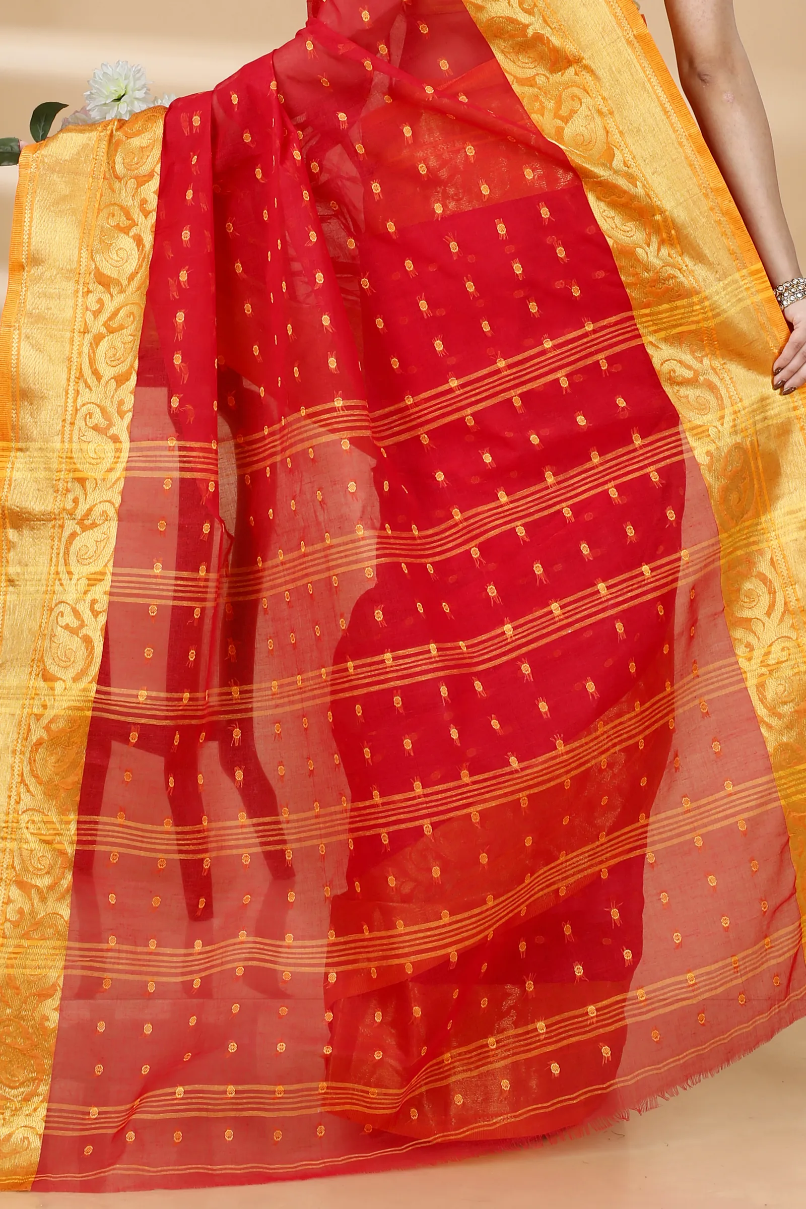 Red Pure Cotton Sachi Tant Saree (1026)