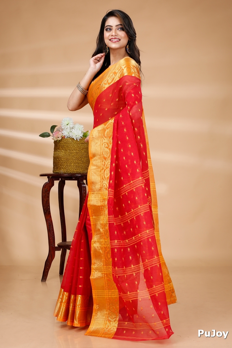 Red Pure Cotton Sachi Tant Saree (1026)