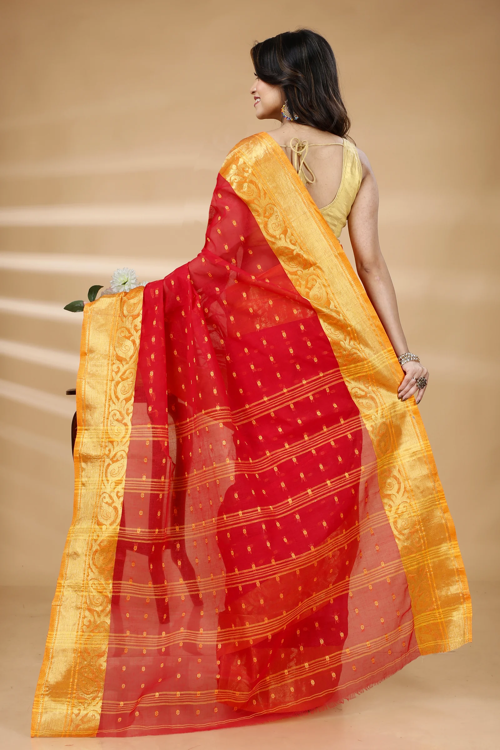 Red Pure Cotton Sachi Tant Saree (1026)