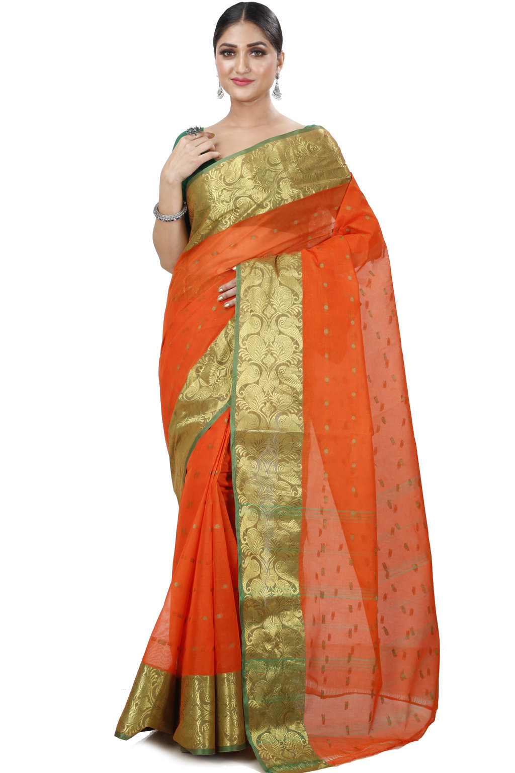 Orange Pure Cotton Saloni Tant Saree (1029)