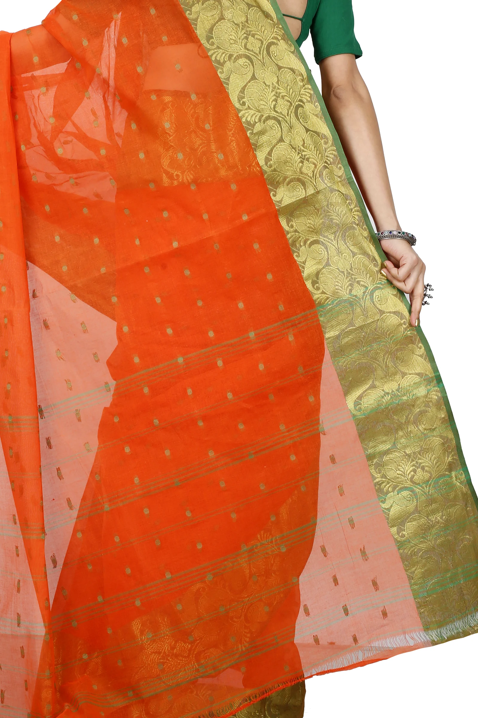 Orange Pure Cotton Saloni Tant Saree (1029)