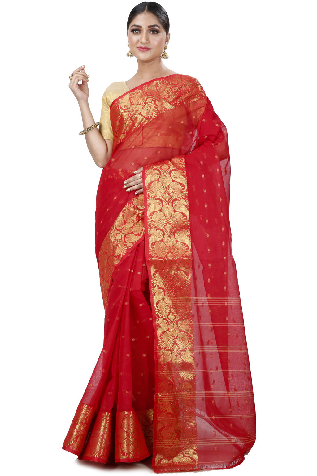 Red Pure Cotton Saloni Tant Saree (1030)