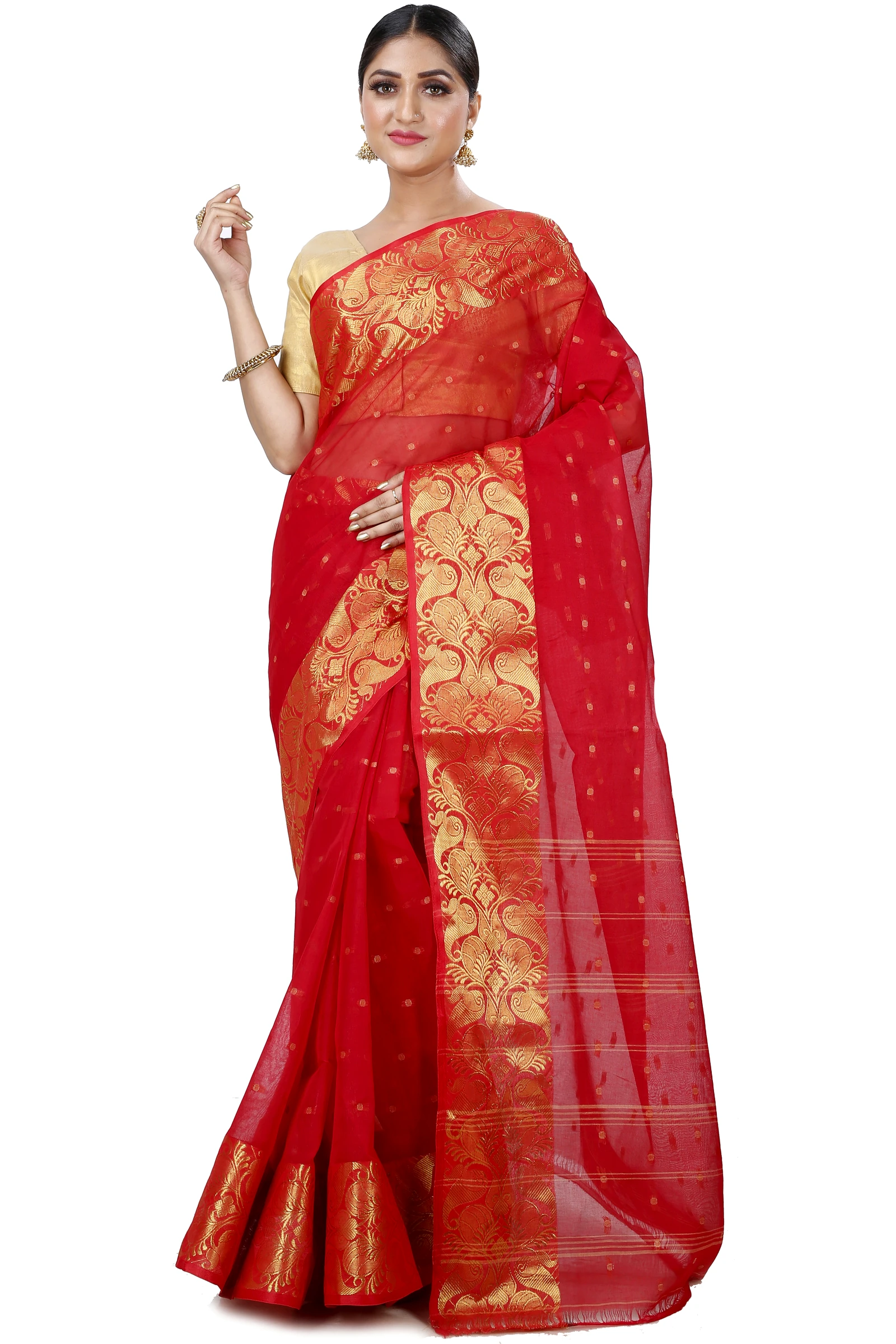 Red Pure Cotton Saloni Tant Saree (1030)