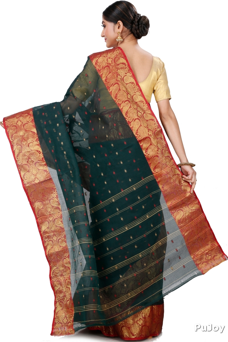 Dark Green Pure Cotton Saloni Tant Saree (1031)