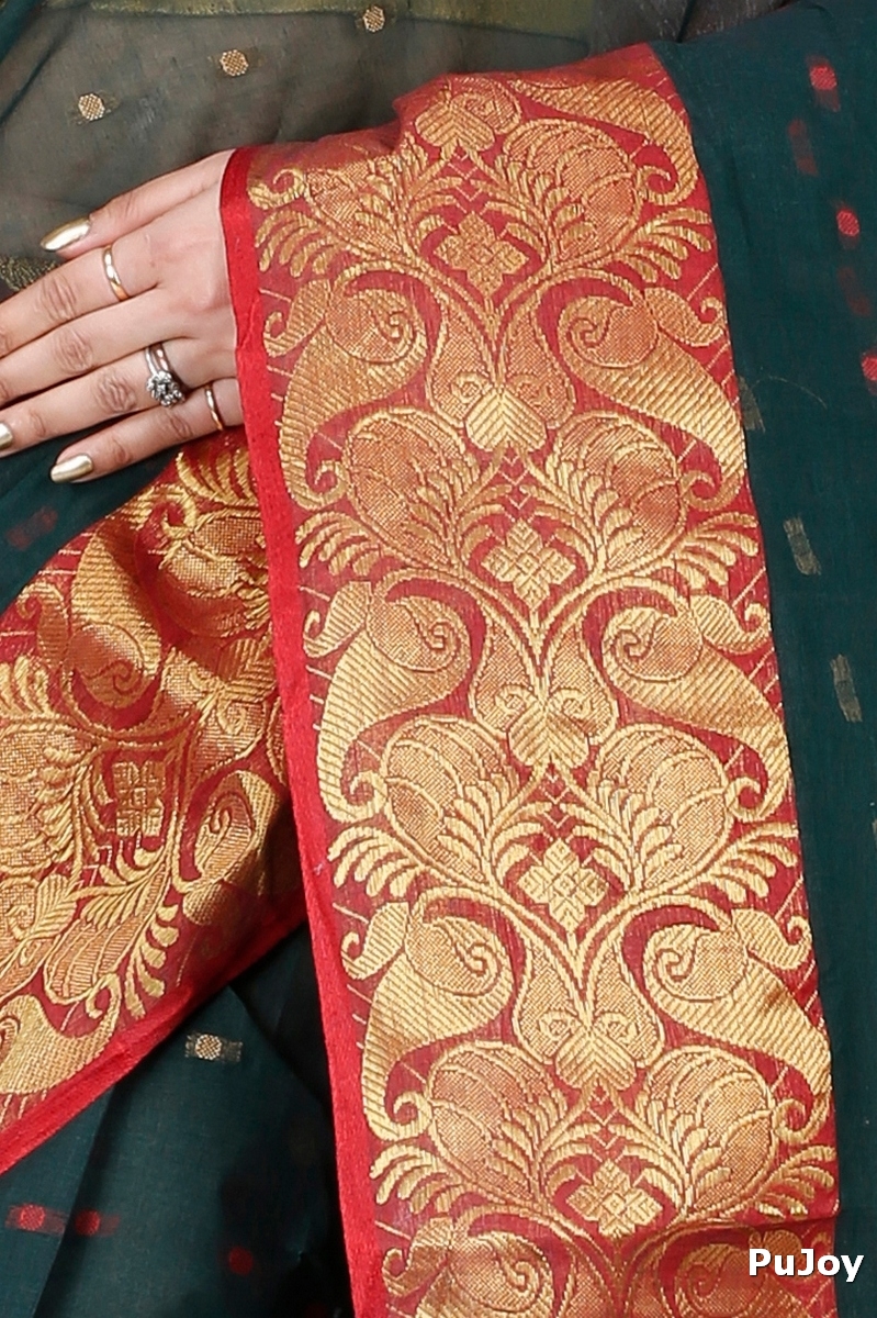 Dark Green Pure Cotton Saloni Tant Saree (1031)