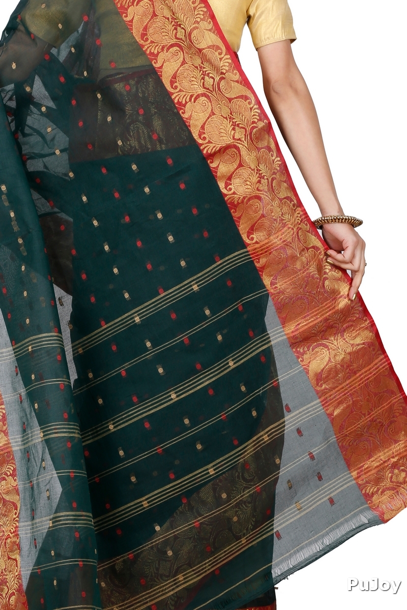 Dark Green Pure Cotton Saloni Tant Saree (1031)