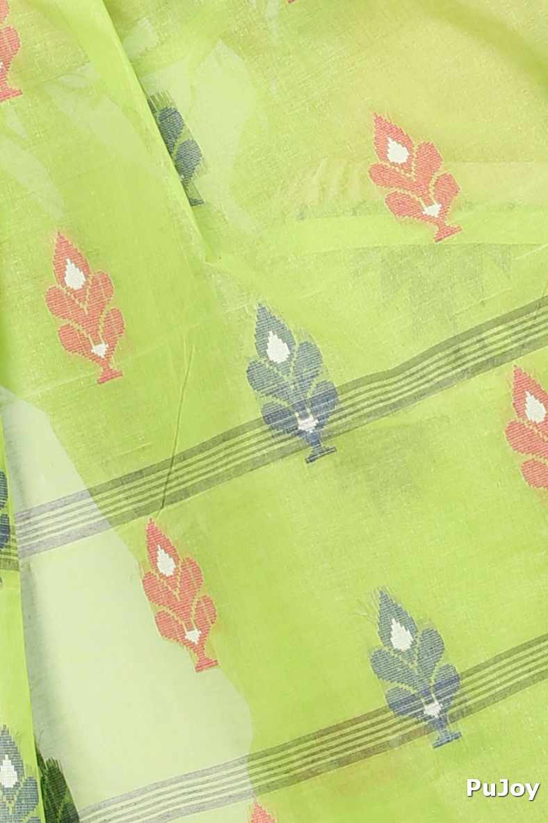 Olive Green Pure Cotton Sidra Tant Saree (1032)