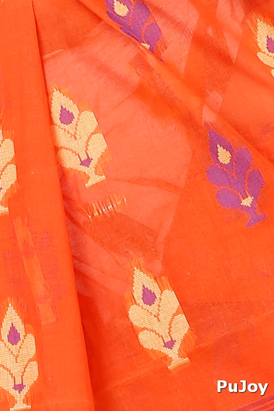 Orange Pure Cotton Sidra Tant Saree (1033)