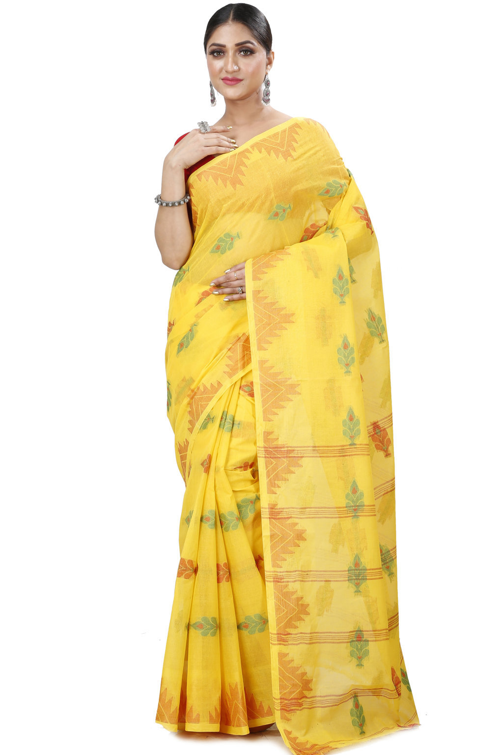 Yellow Pure Cotton Sidra Tant Saree (1034)
