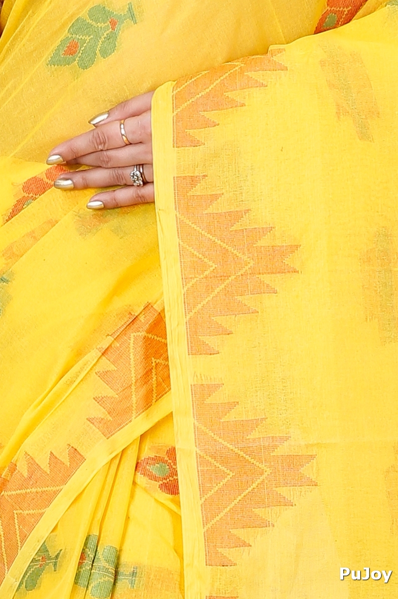 Yellow Pure Cotton Sidra Tant Saree (1034)