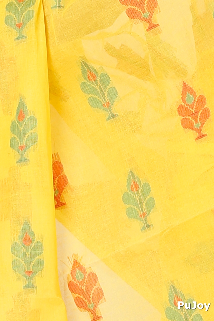 Yellow Pure Cotton Sidra Tant Saree (1034)