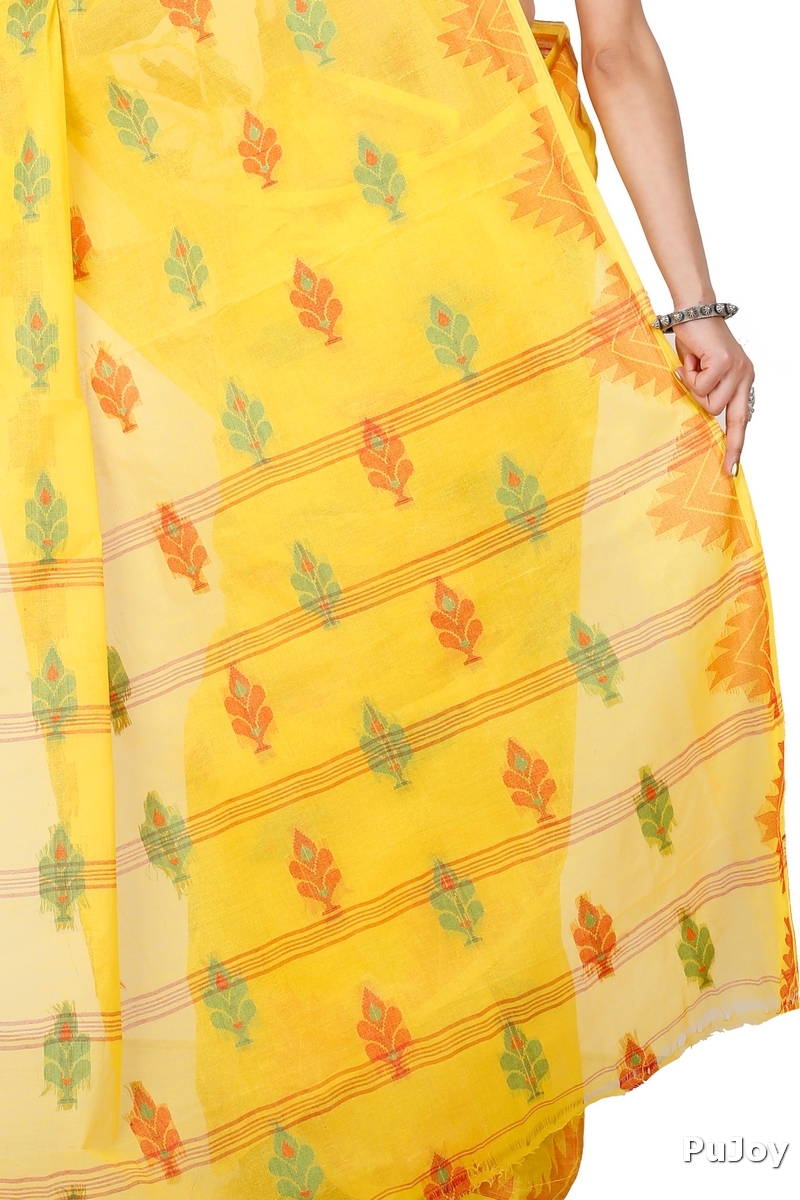 Yellow Pure Cotton Sidra Tant Saree (1034)