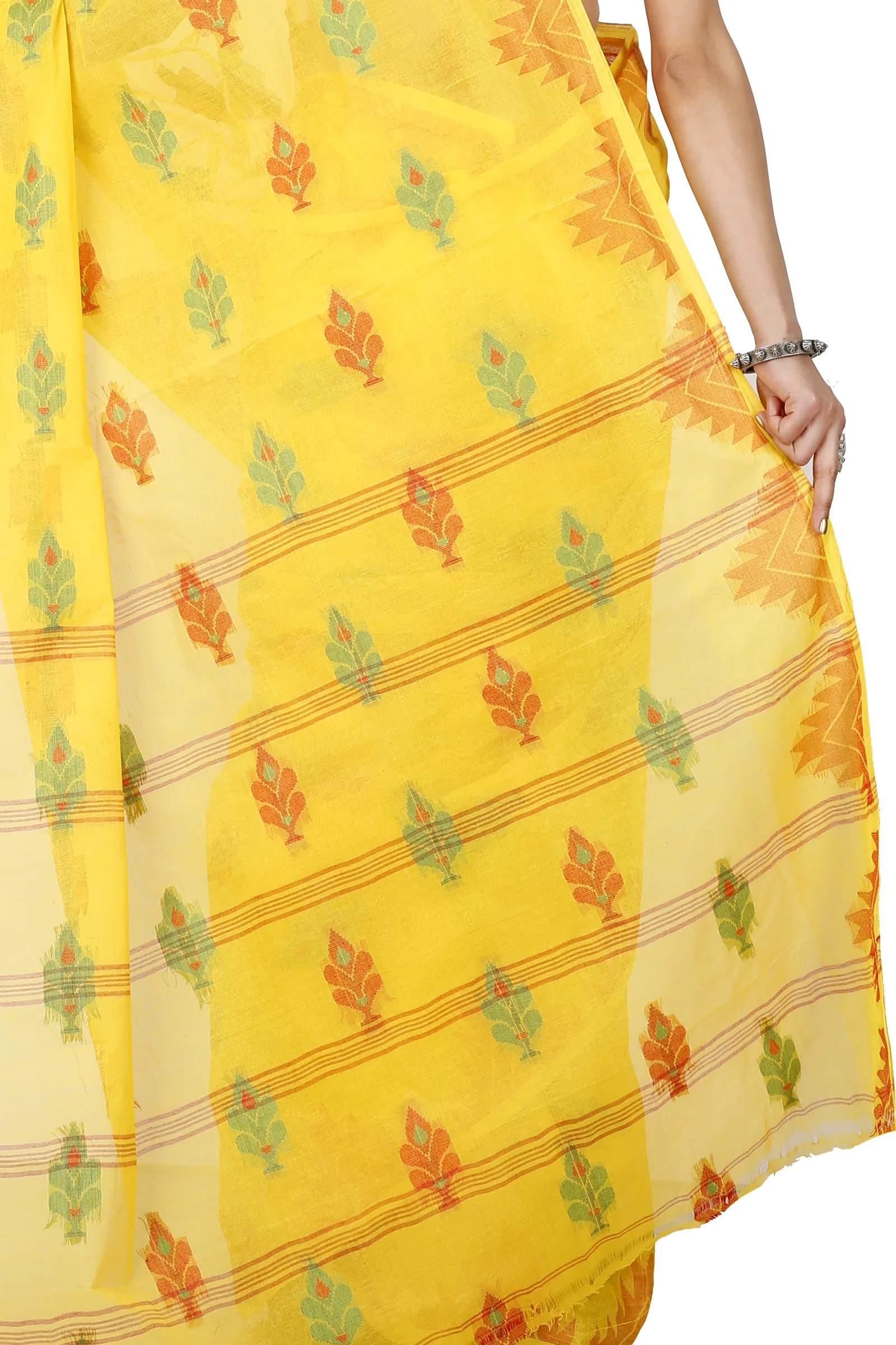 Yellow Pure Cotton Sidra Tant Saree (1034)