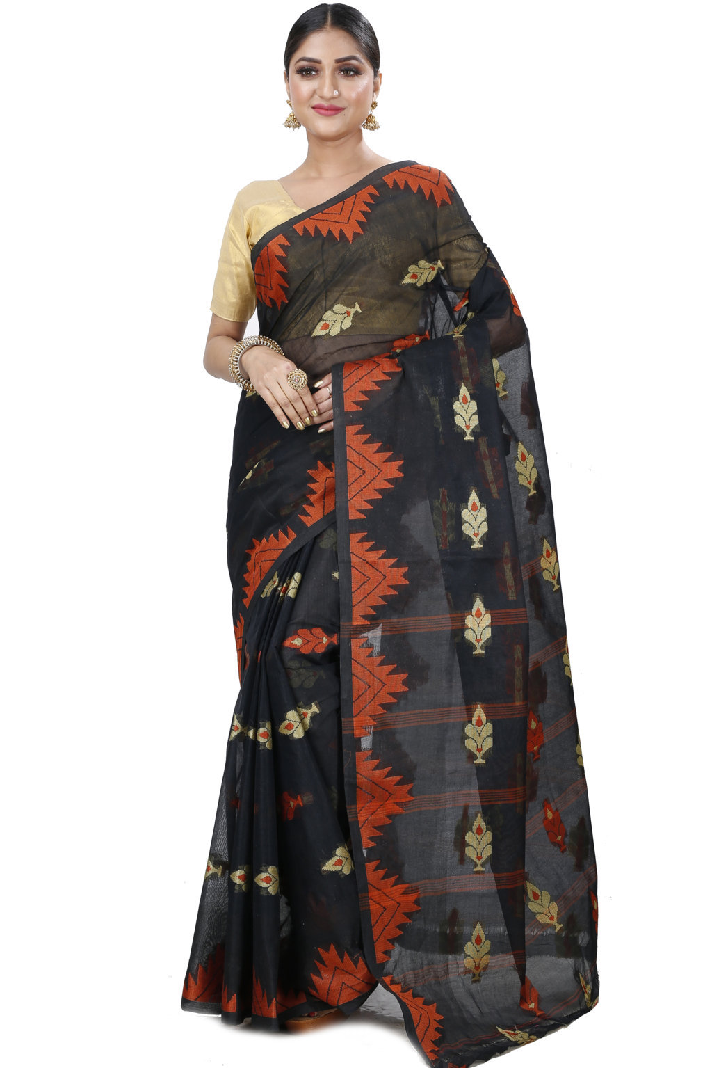 Black Pure Cotton Sidra Tant Saree (1035)