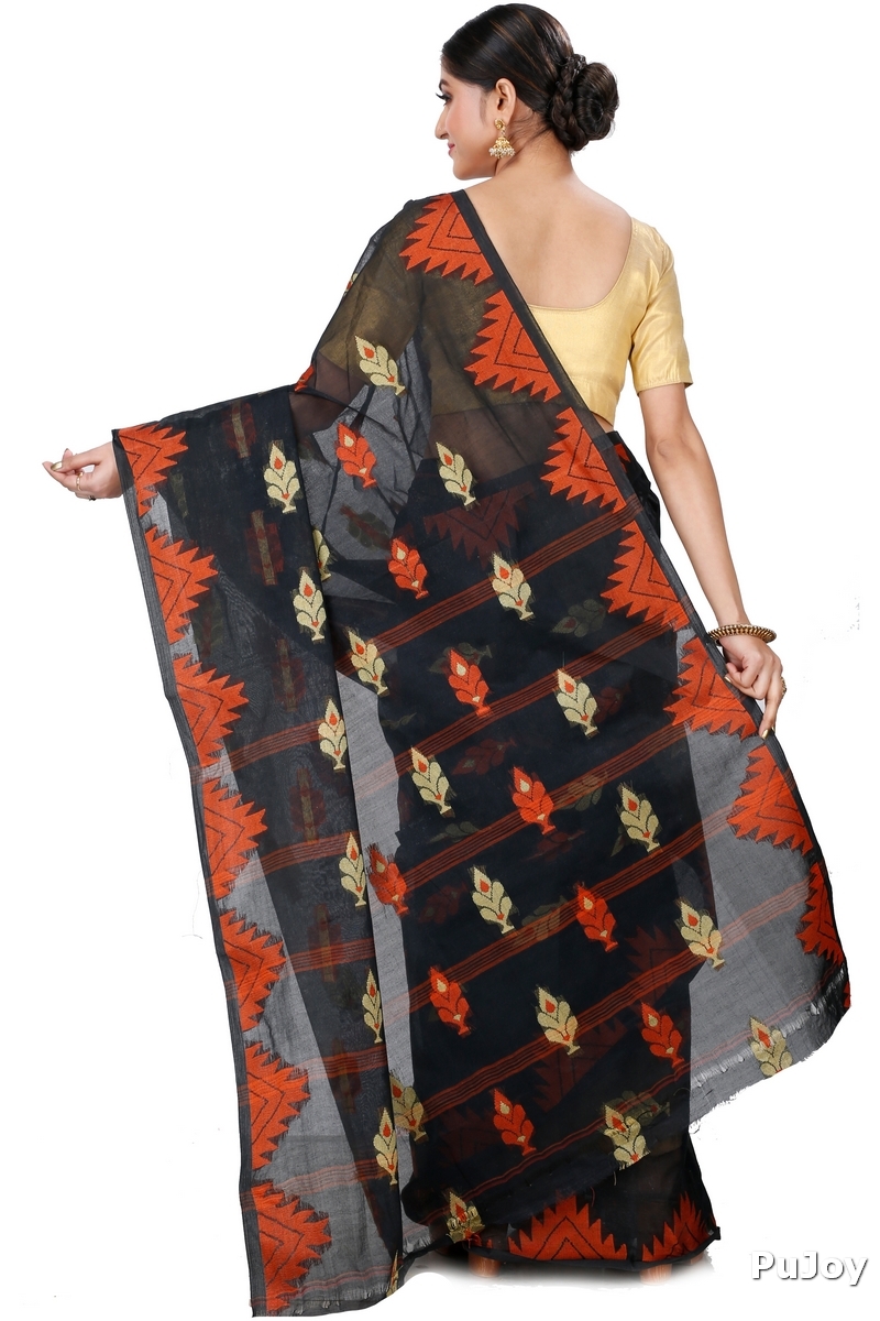 Black Pure Cotton Sidra Tant Saree (1035)
