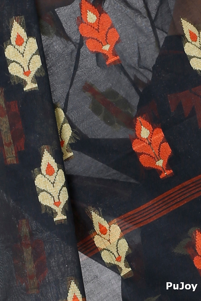 Black Pure Cotton Sidra Tant Saree (1035)
