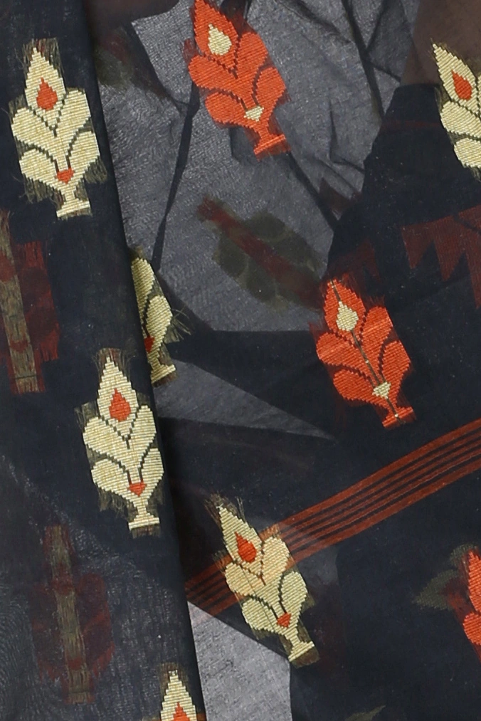 Black Pure Cotton Sidra Tant Saree (1035)