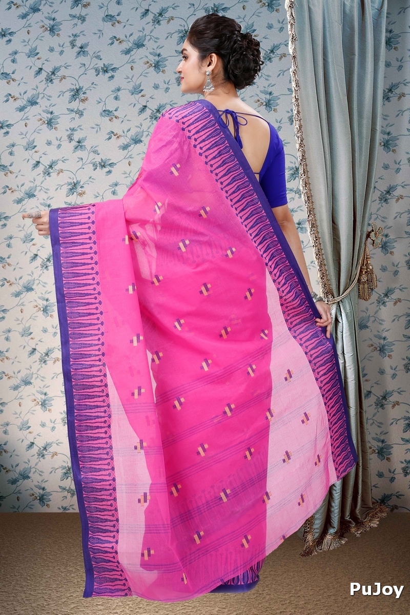 Pink Pure Cotton Simar Tant Saree (1038)
