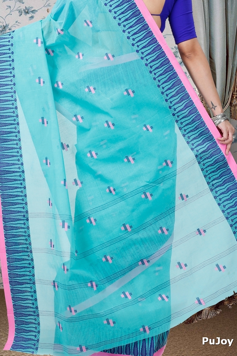 See Green Pure Cotton Simar Tant Saree (1039)