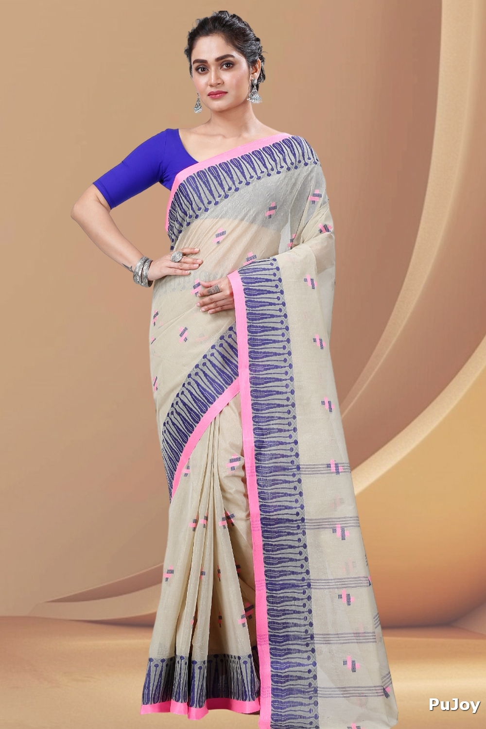 Grey Pure Cotton Simar Tant Saree (1040)
