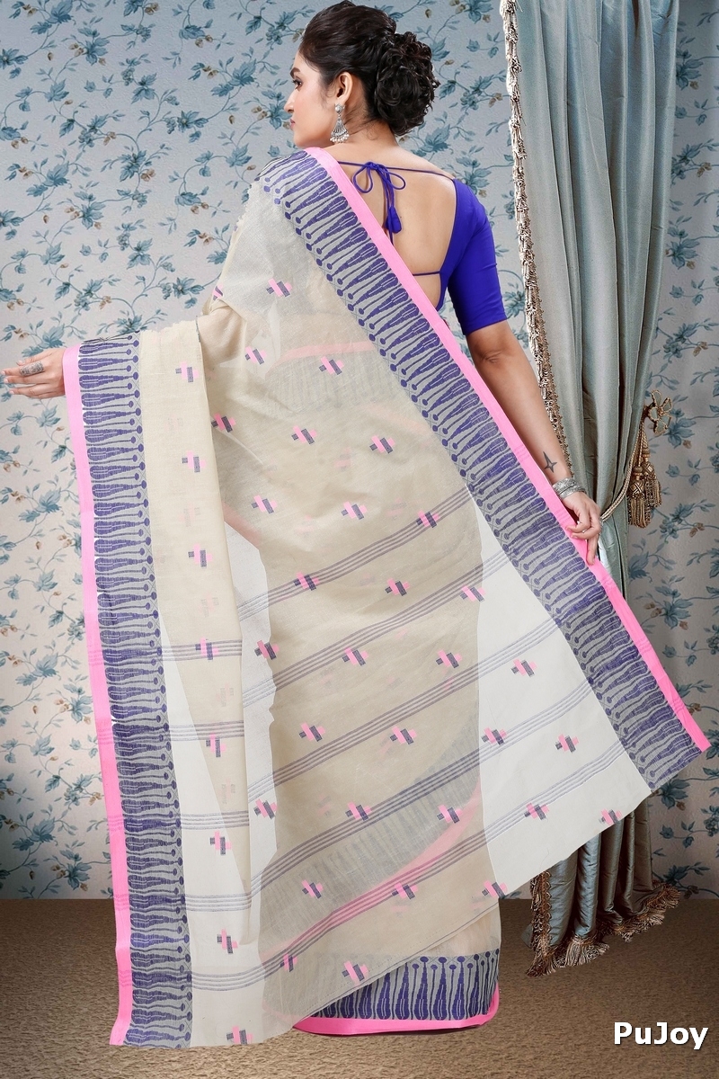 Grey Pure Cotton Simar Tant Saree (1040)