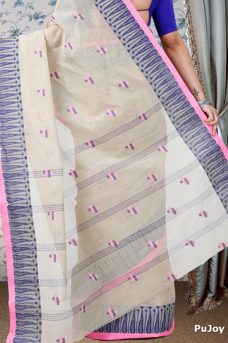 Grey Pure Cotton Simar Tant Saree (1040)