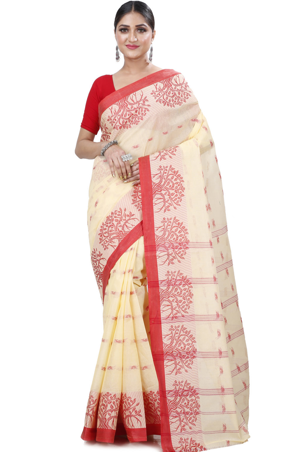 Cream Pure Cotton Somaya Tant Saree (1041)