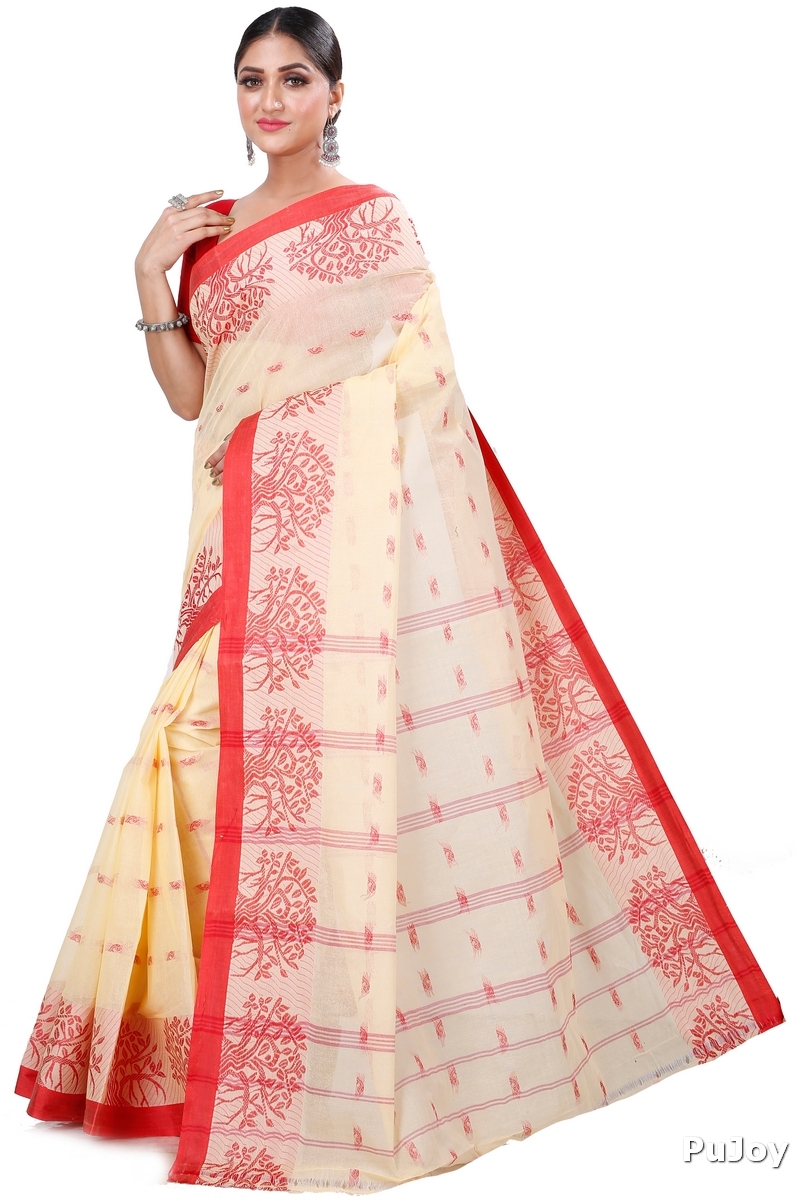 Cream Pure Cotton Somaya Tant Saree (1041)