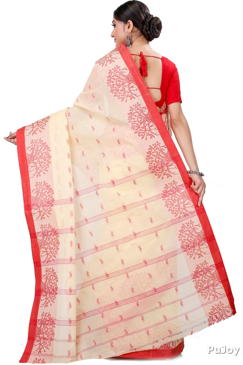 Cream Pure Cotton Somaya Tant Saree (1041)