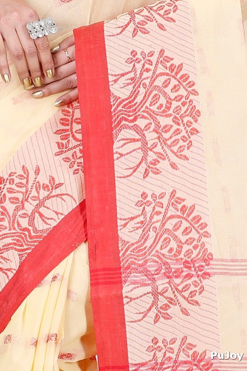 Cream Pure Cotton Somaya Tant Saree (1041)
