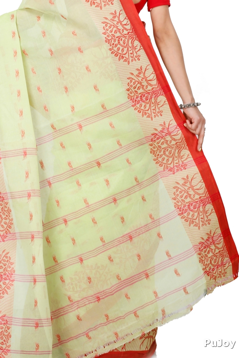 Olive Green Pure Cotton Somaya Tant Saree (1042)