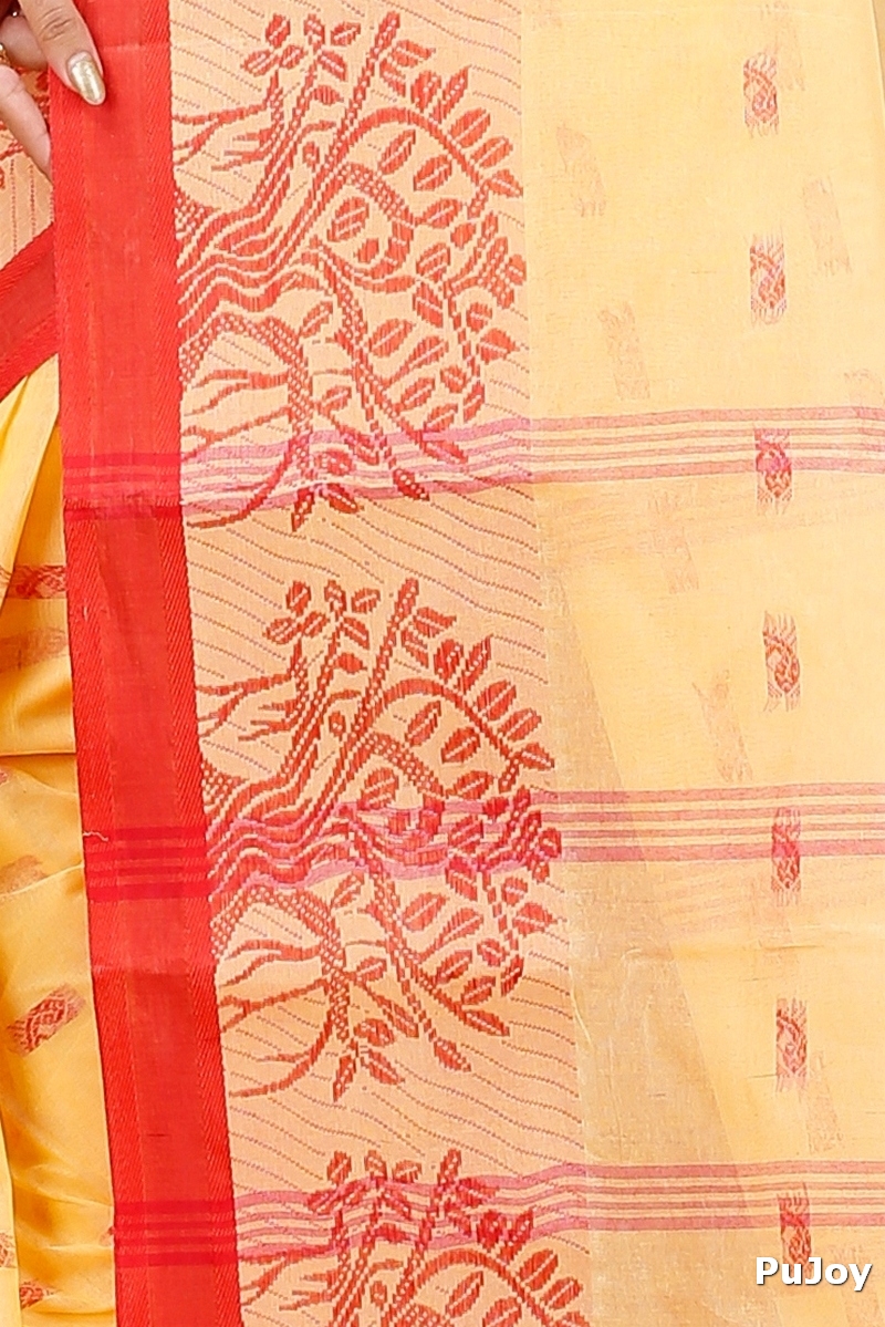 Light Yellow Pure Cotton Somaya Tant Saree (1043)