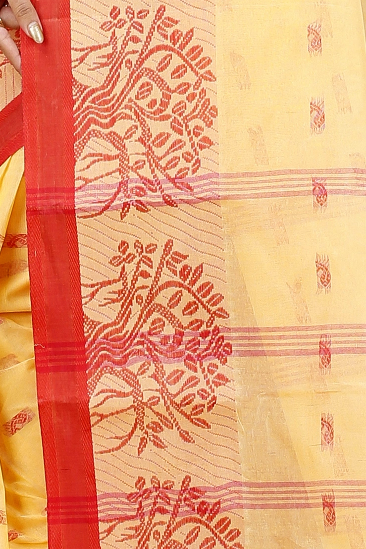 Light Yellow Pure Cotton Somaya Tant Saree (1043)