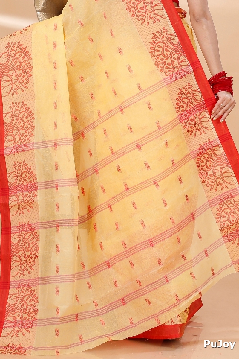 Light Yellow Pure Cotton Somaya Tant Saree (1043)