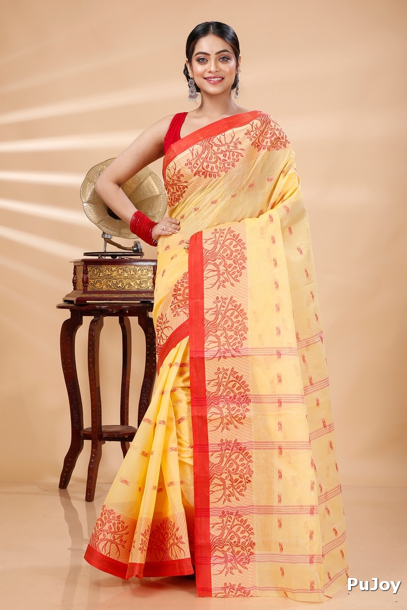 Light Yellow Pure Cotton Somaya Tant Saree (1043)
