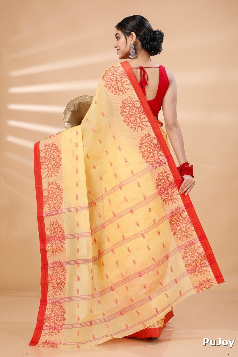 Light Yellow Pure Cotton Somaya Tant Saree (1043)