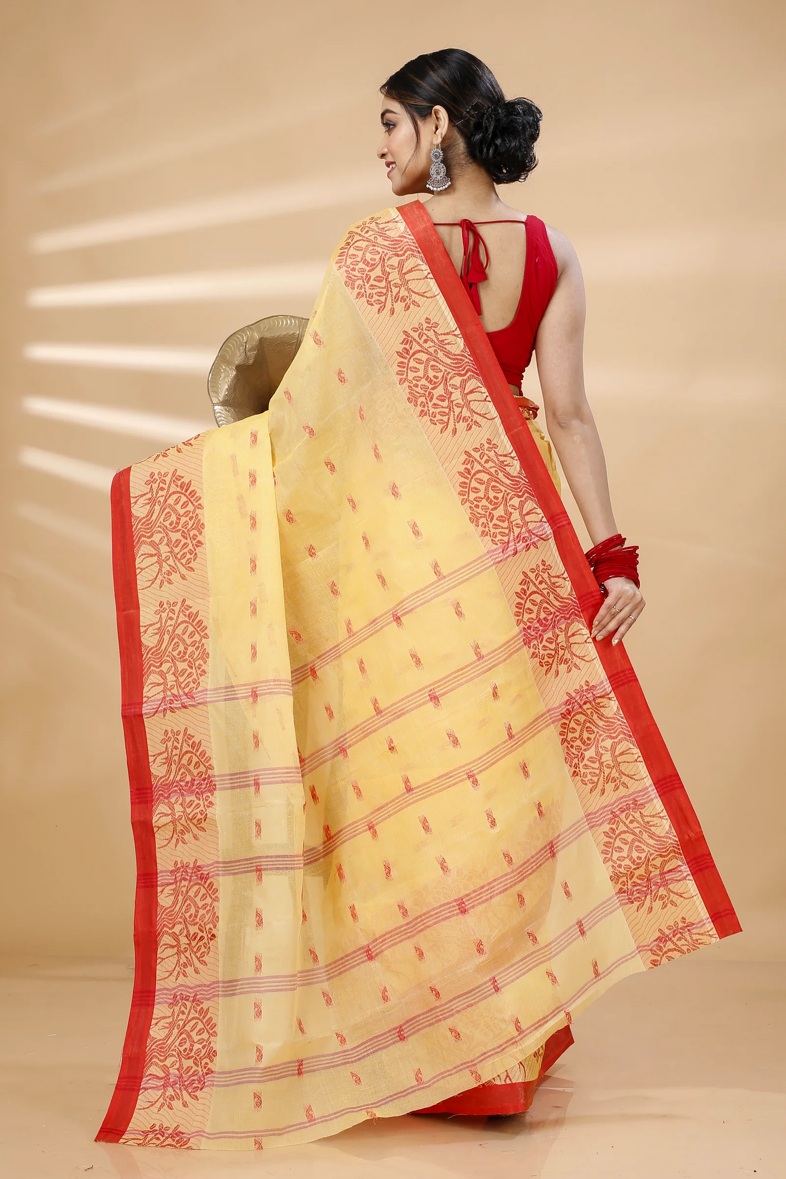 Light Yellow Pure Cotton Somaya Tant Saree (1043)