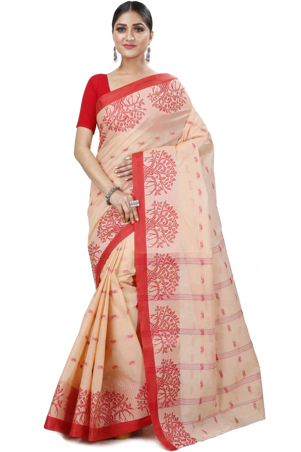 Off-White Pure Cotton Somaya Tant Saree (1044)