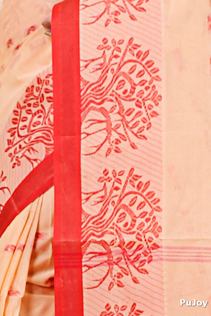 Off-White Pure Cotton Somaya Tant Saree (1044)