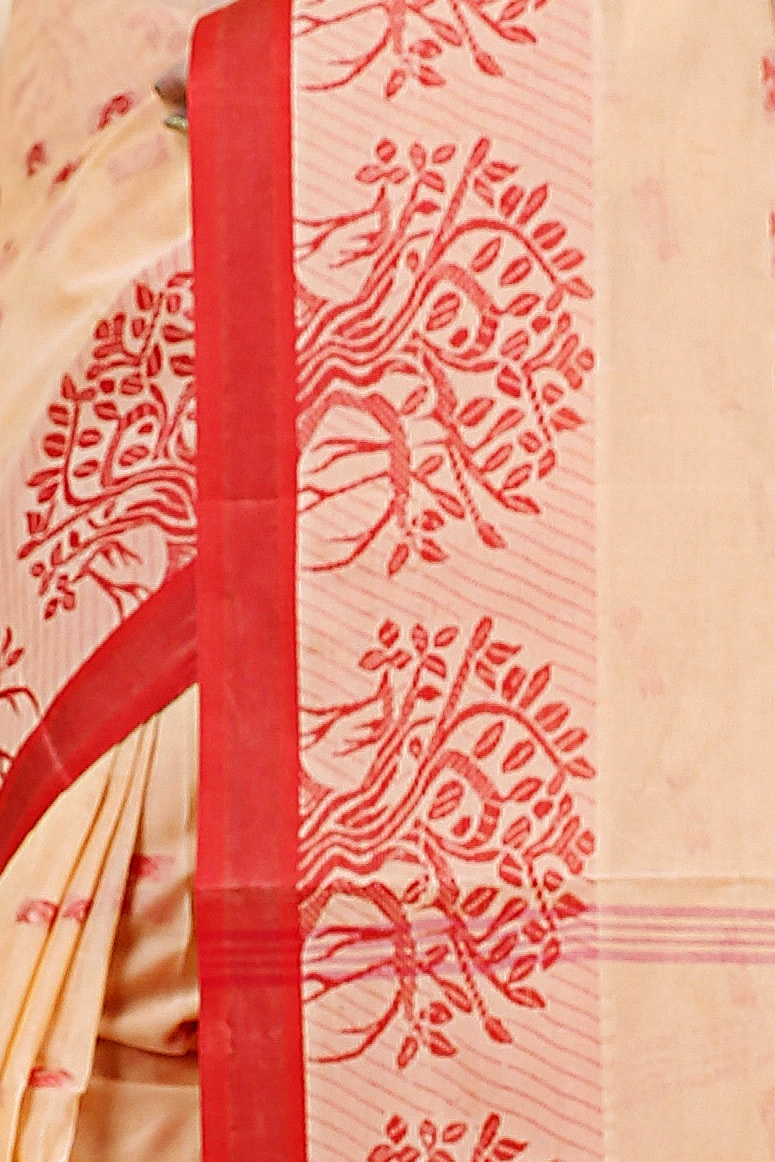 Off-White Pure Cotton Somaya Tant Saree (1044)