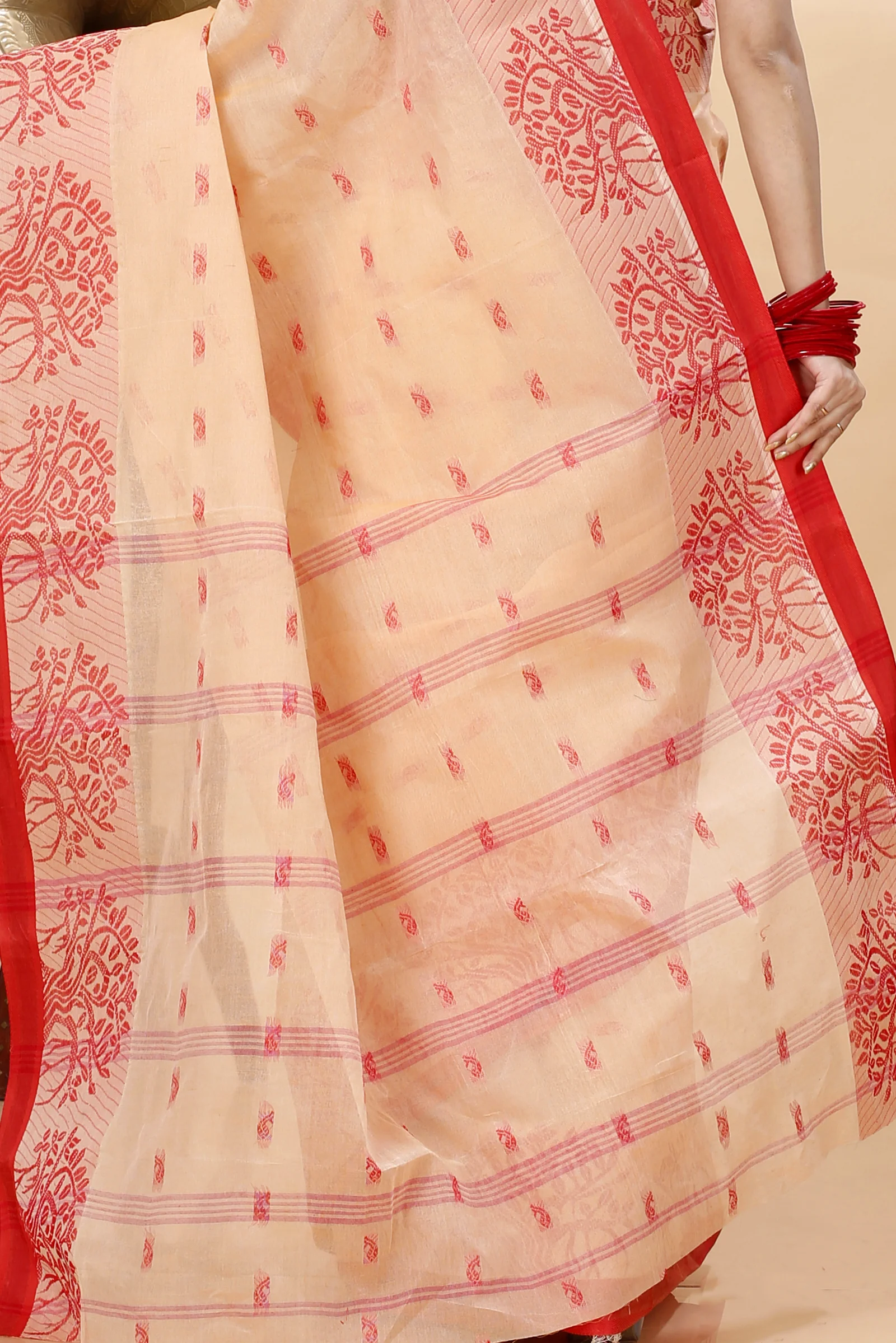 Off-White Pure Cotton Somaya Tant Saree (1044)