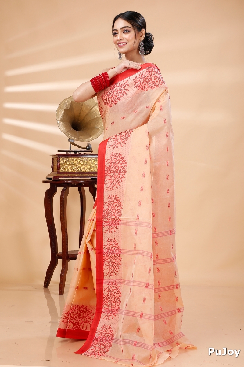 Off-White Pure Cotton Somaya Tant Saree (1044)