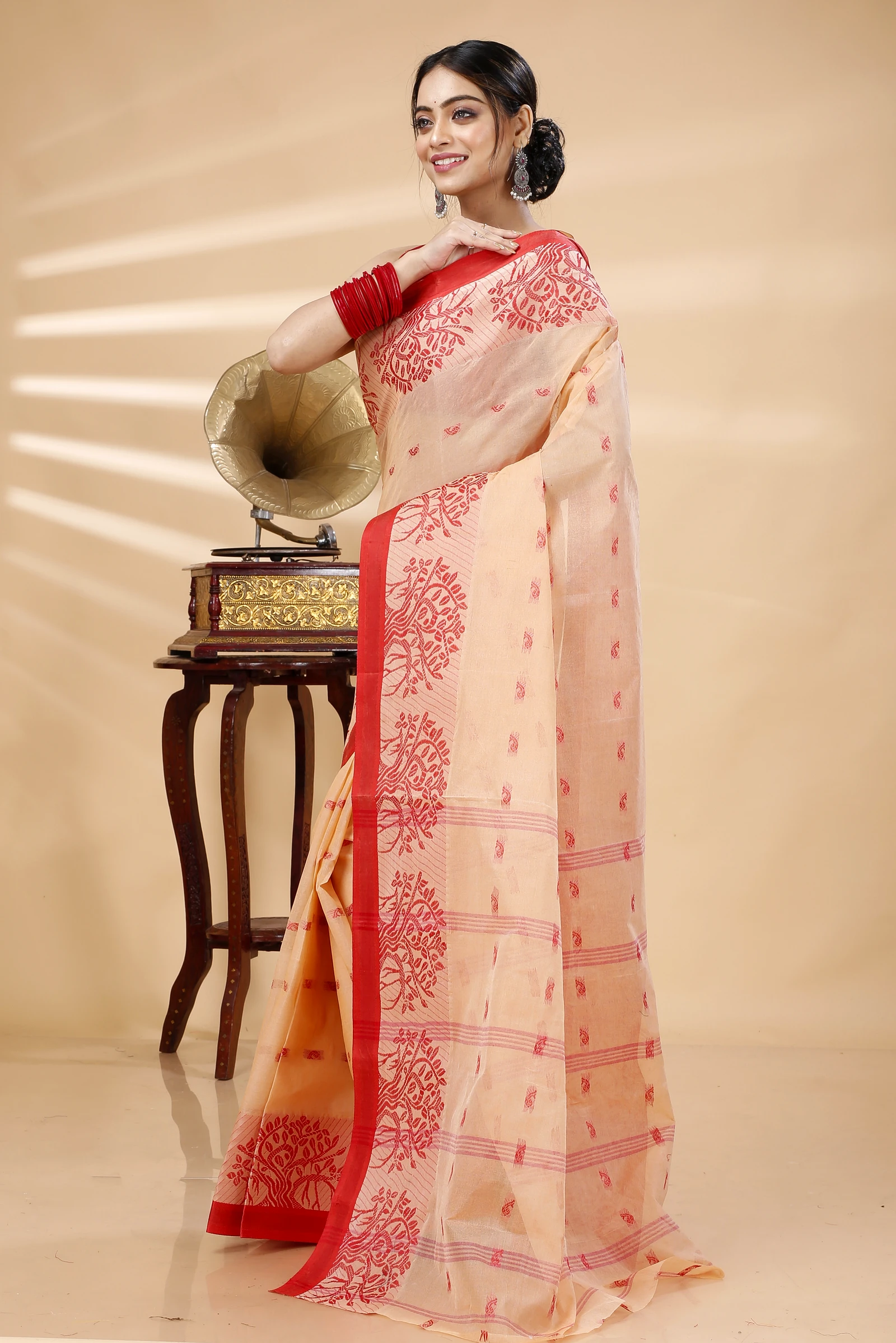Off-White Pure Cotton Somaya Tant Saree (1044)