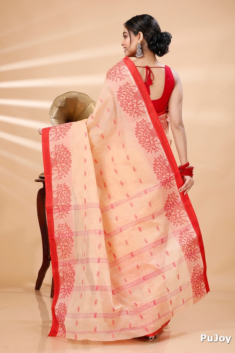 Off-White Pure Cotton Somaya Tant Saree (1044)